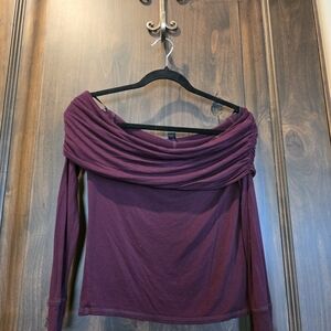 Forever 21 Off-Shoulder Long Sleeve Top in Plum